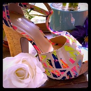 Women’s neon wedge platform sandal heel